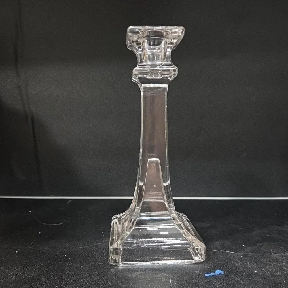 Westmoreland‎ Style Vintage Square Cut Clear Glass Candlestick, Candle Holder